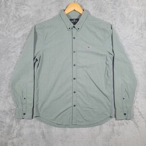 Hollister Button Down Mens Medium Green Epic Flex Stretch Long Sleeve Shirt